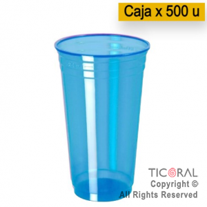 VASO NEON FLUO 300CC AZUL COPOBRAS x 500 unidades (20 paq x 25 unidades)